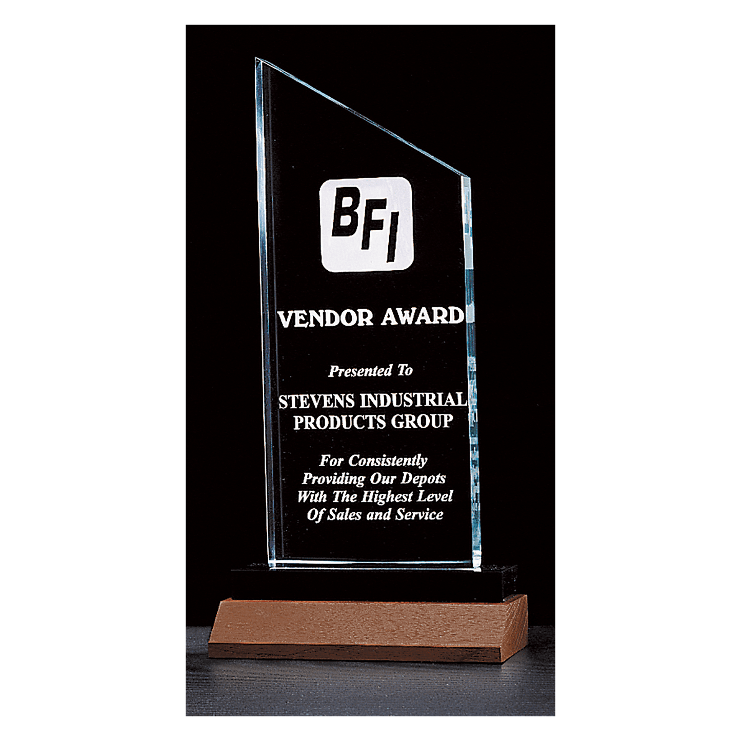 4 1/2" x 9 1/4" Zenith Series Jade Acrylic with Black Acrylic Base and Walnut Base