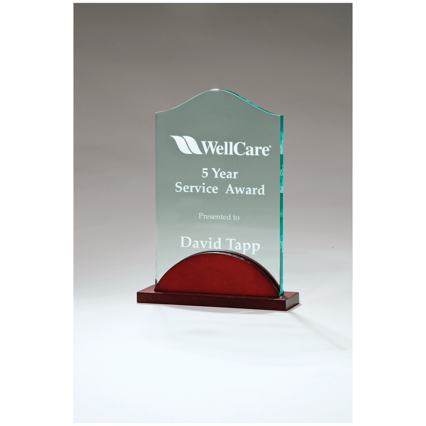 4 7/8" x 7 3/4" Tidal Series Acrylic on Mahogany Finish Base