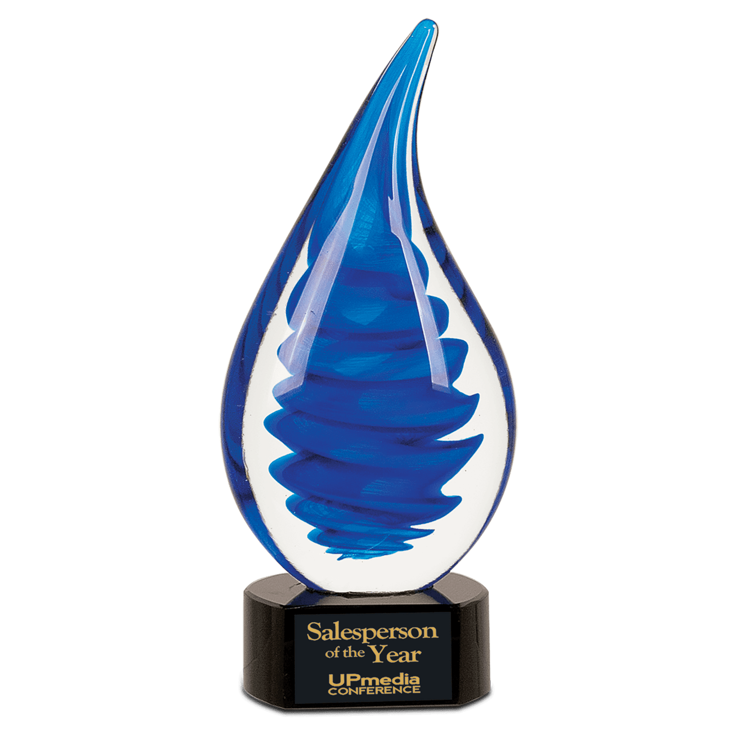 10 1/4" Blue Twist Raindrop Art Glass