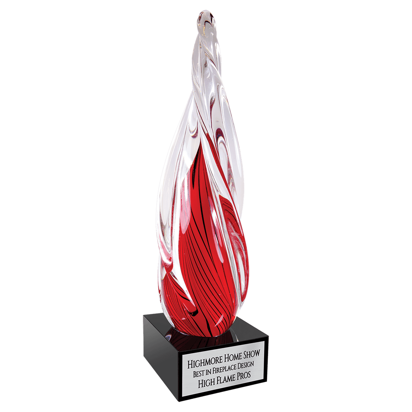 12" Red Twisted Spire with Black Base