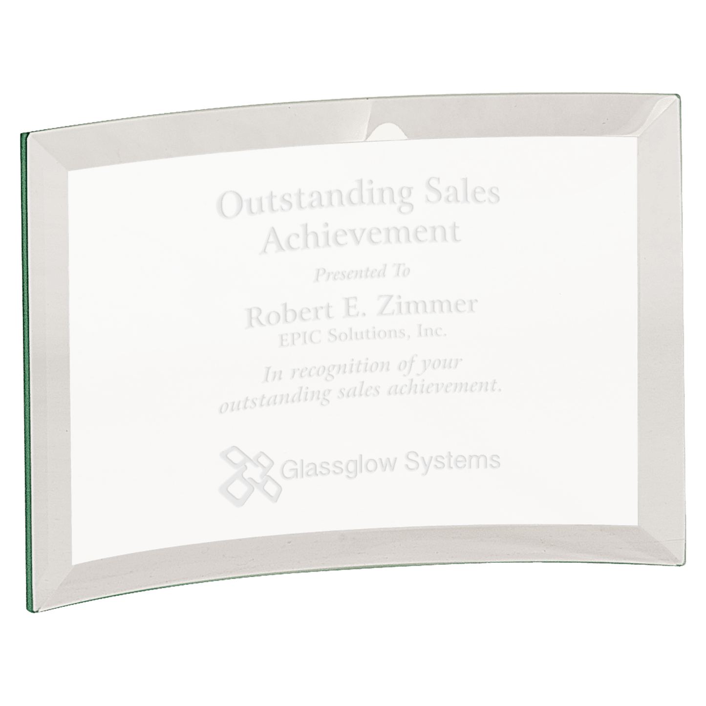 6" x 4" x 1/4" Beveled Jade Glass Crescent