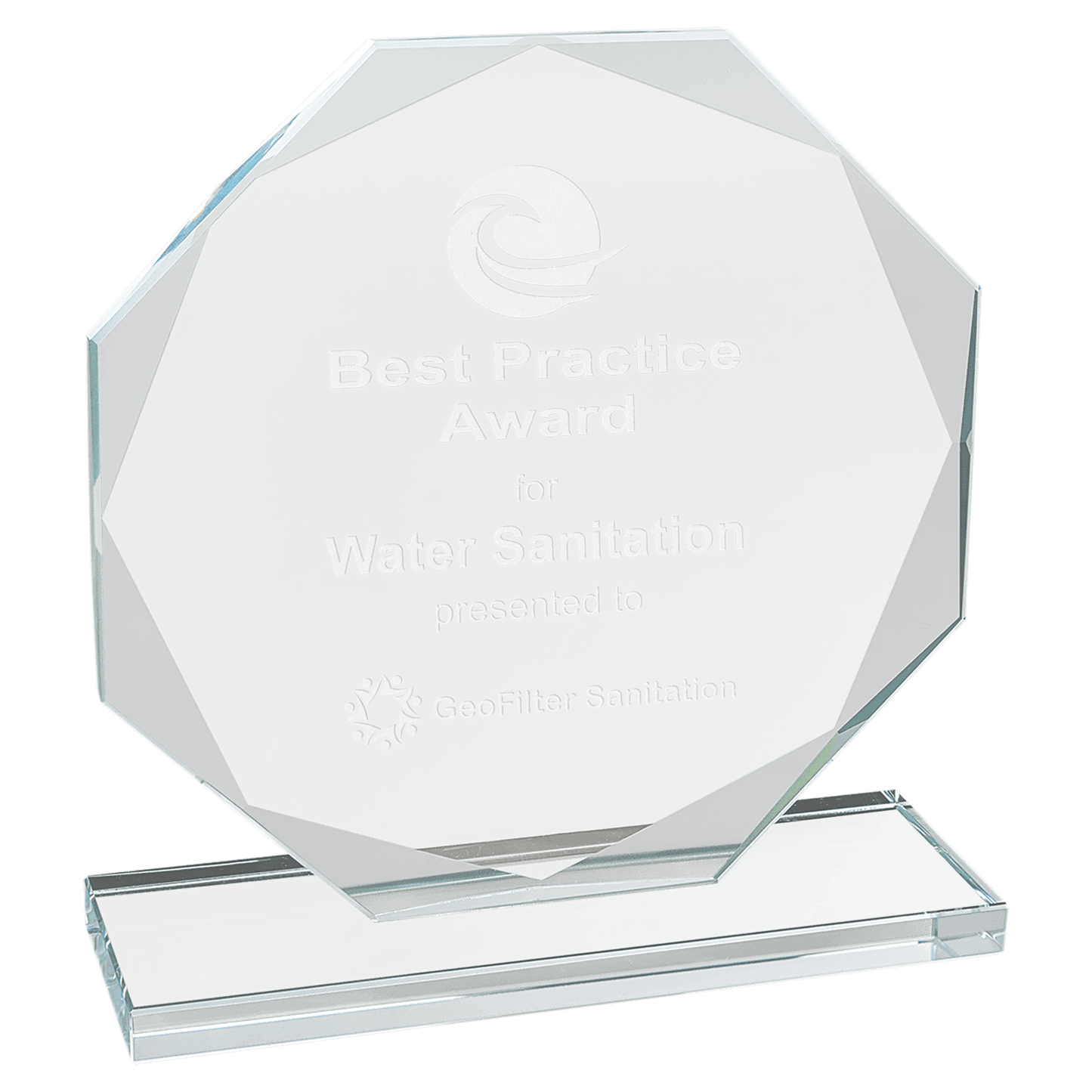 6 1/2" Octagon Clear Glass Award