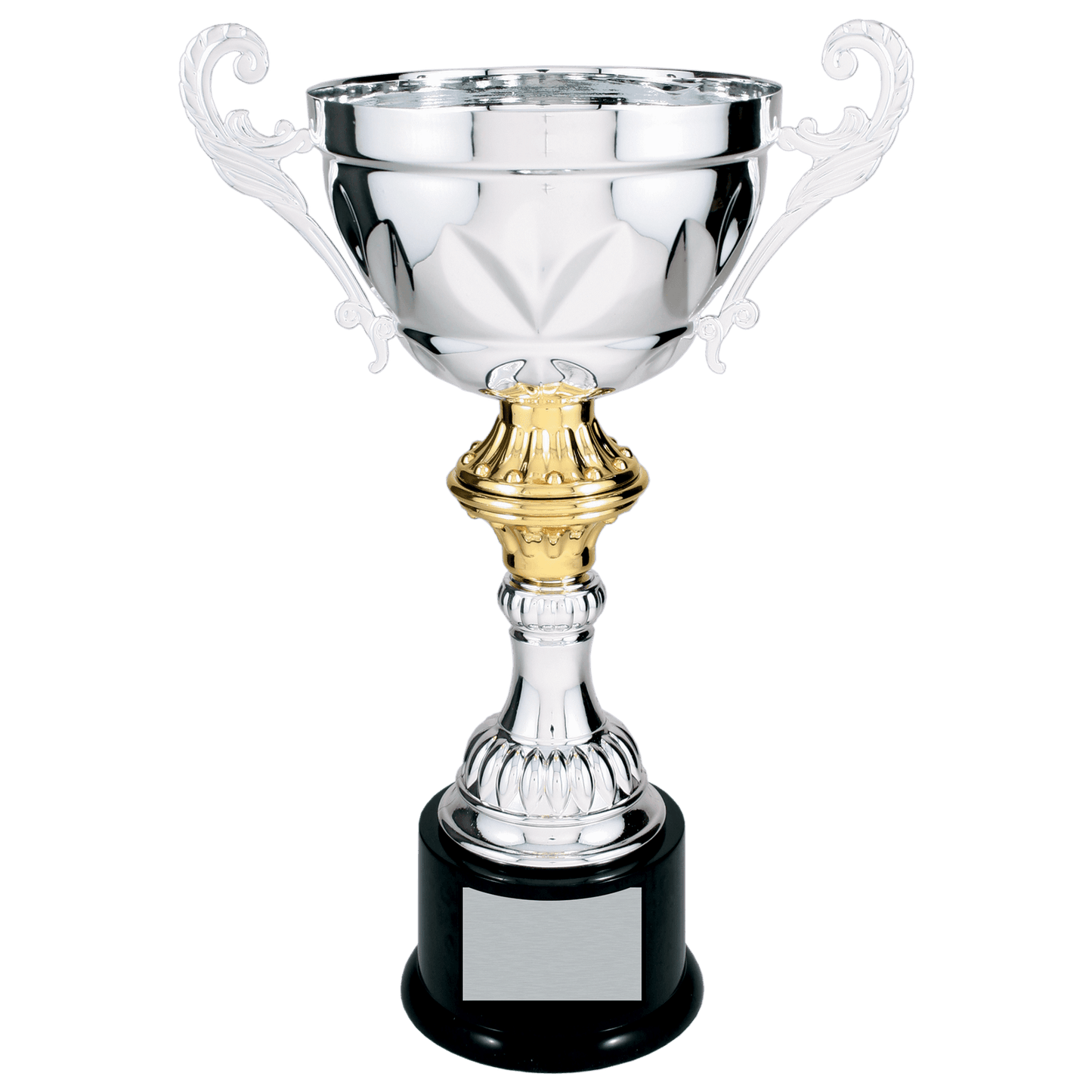 Silver 14 1/2" Completed Metal Cup Trophy on Plastic Base