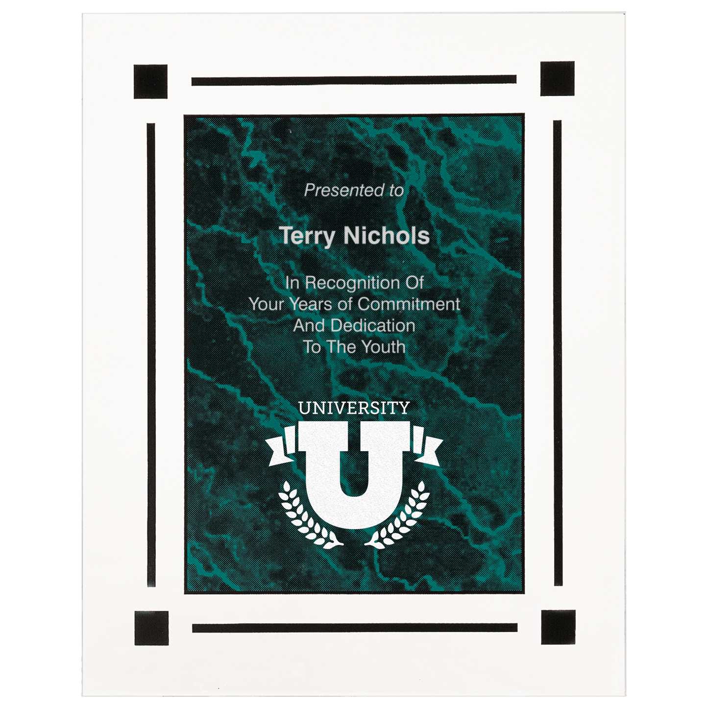 7" x 9" Green Marble Acrylic Clear-Plaq