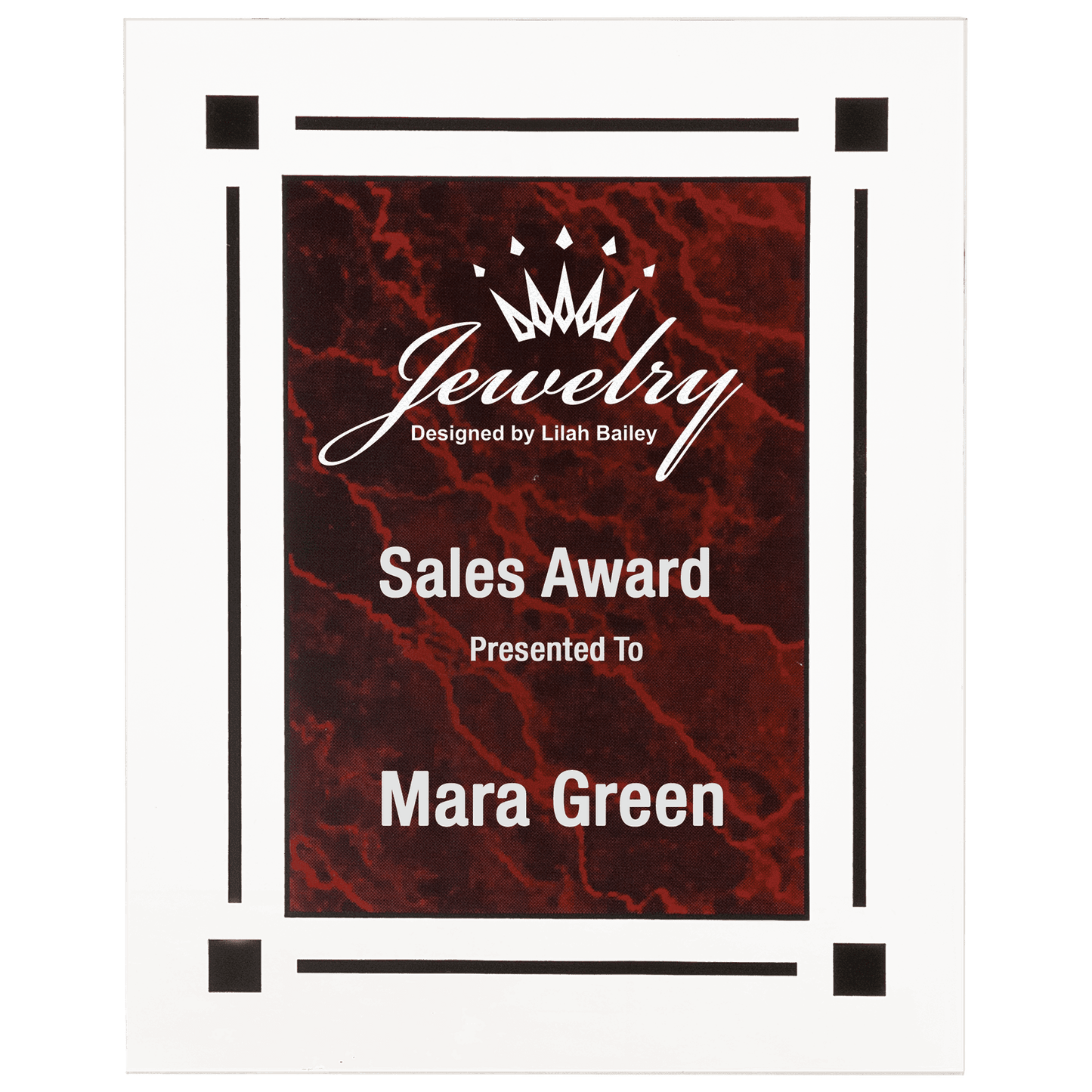 Red 7" x 9" Marble Acrylic Plaq