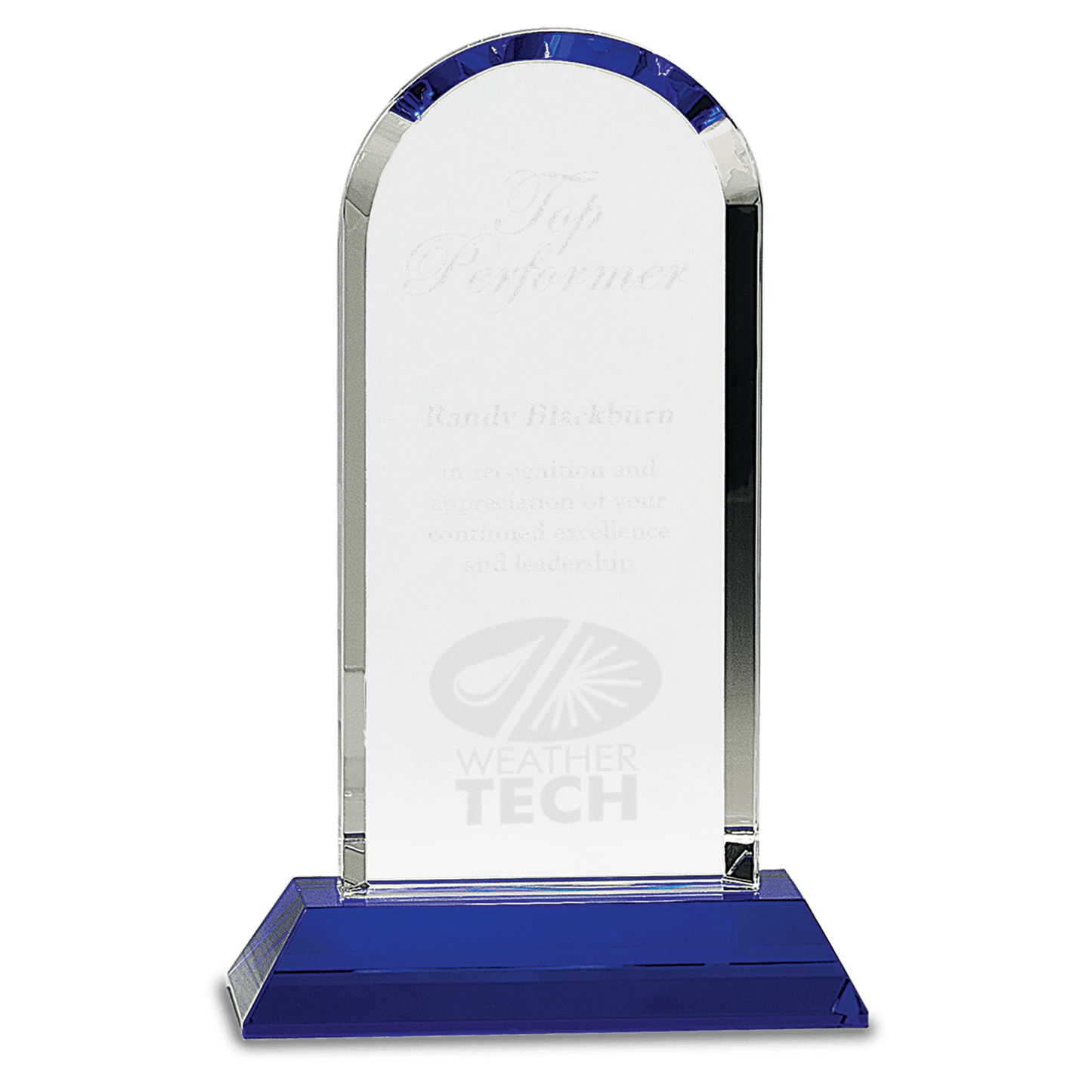 Clear Crystal Dome on Blue 9 1/4" Pedestal Base