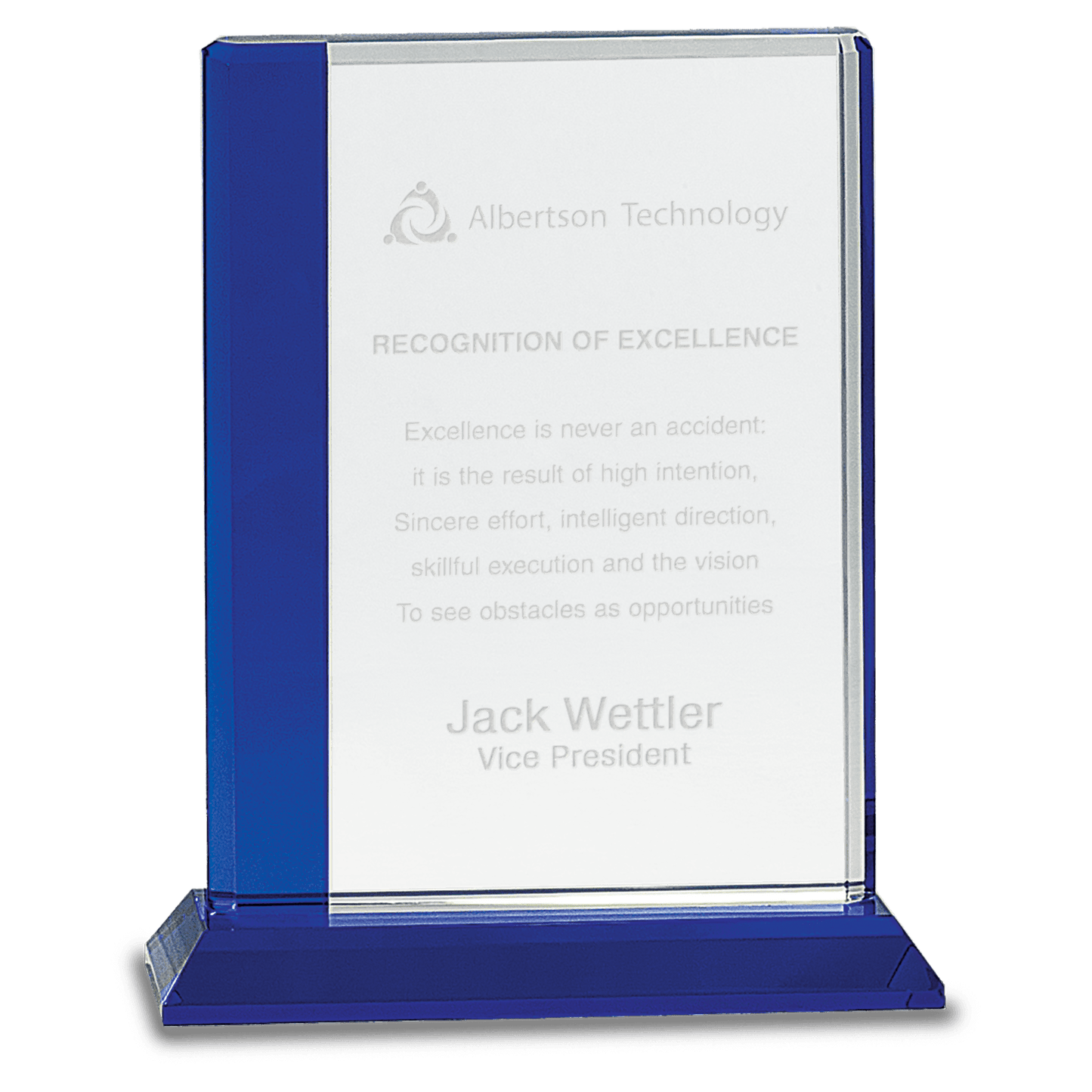 Blue Edge Crystal on Blue 6 1/2" x 8" Base