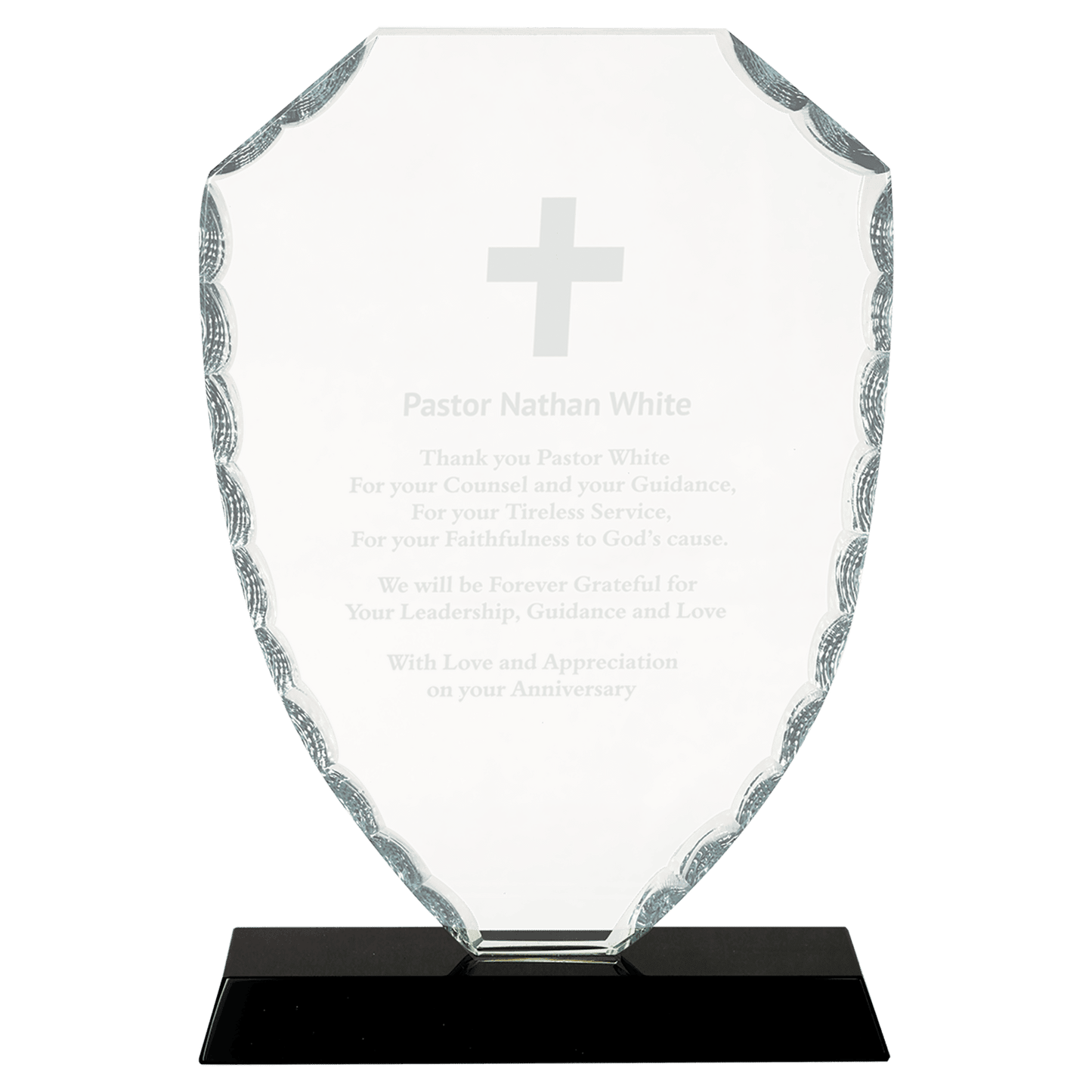 8 1/4" Shield Facet Glass on Black Base