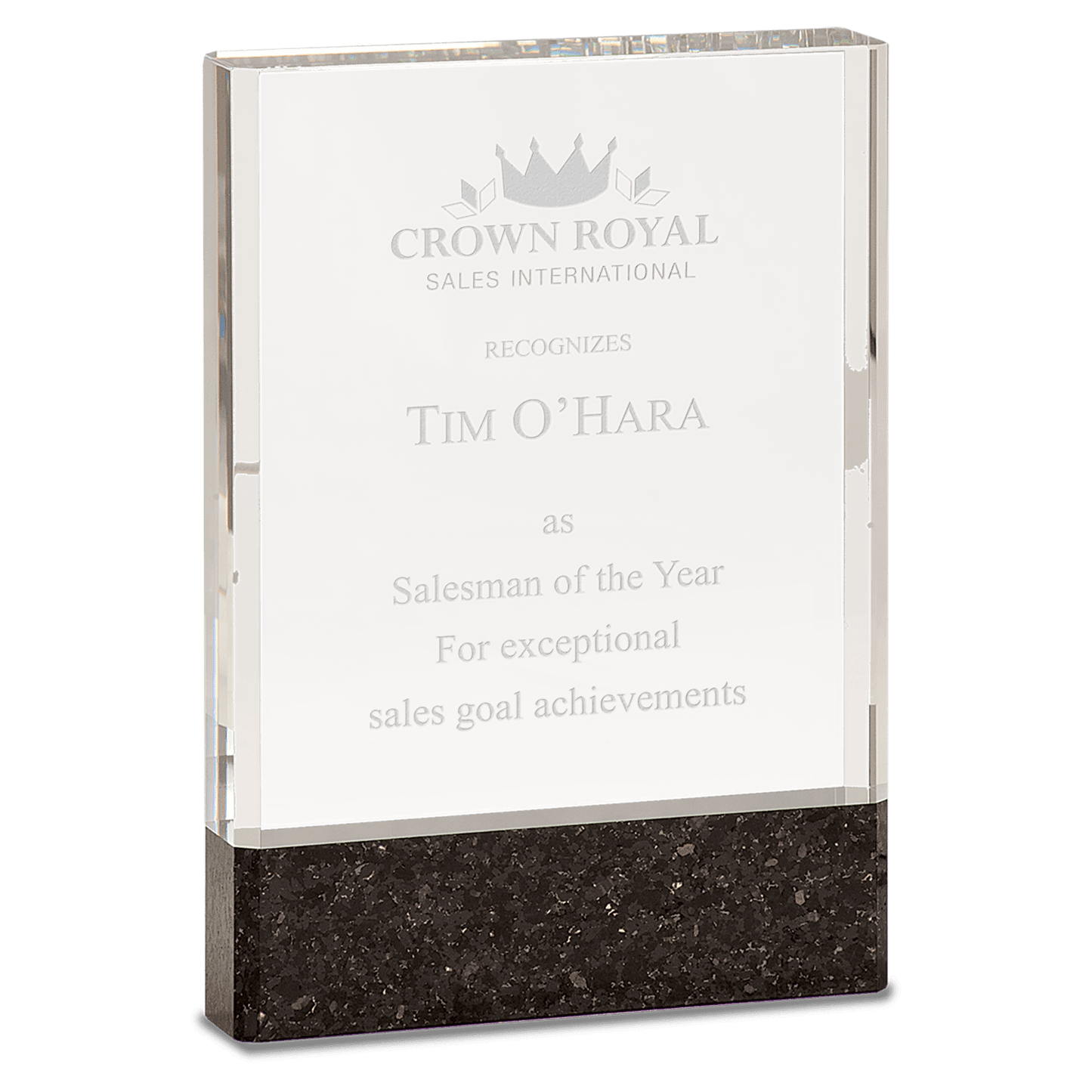 5" x 7" Clear Fusion Crystal Award with Genuine Black Marble