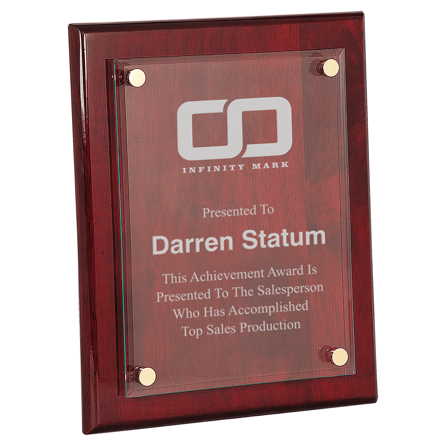 8" x 10" Rosewood Piano Finish Floating Glass Plaque