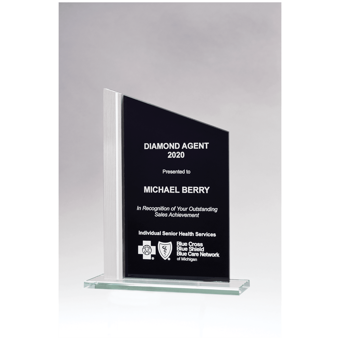 6 1/8" x 9 3/4" Zenith Series Black Silkscreened Glass with Brushed Aluminum