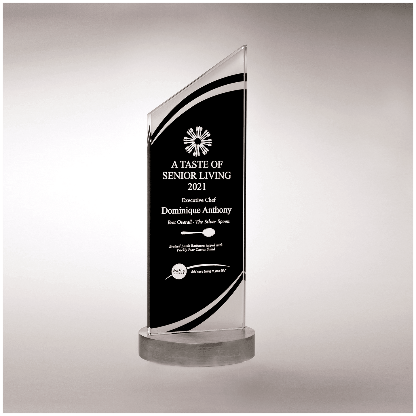 3 1/2" x 9 3/8" x 3/8" Thick Zenith Series Black Silkscreened Glass with Frosted Accents, Heave Aluminum Base