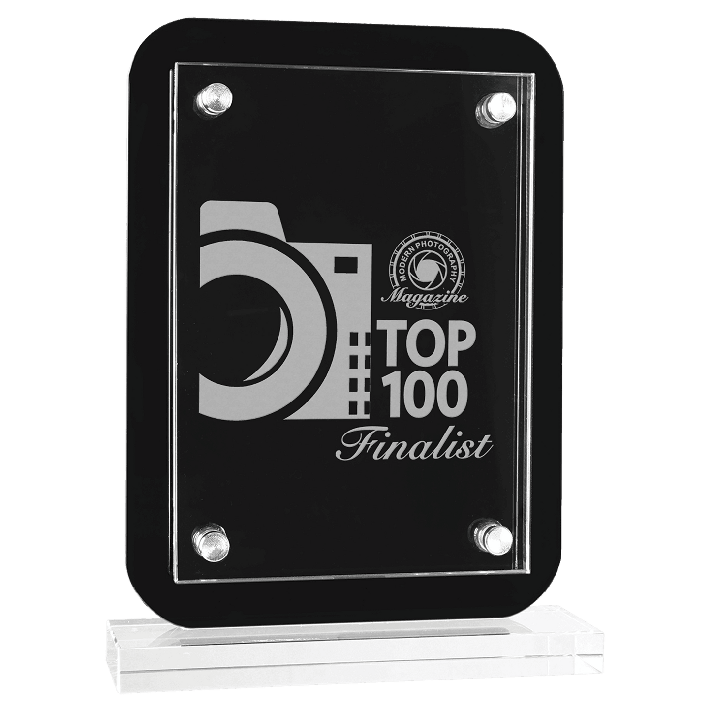 6 1/2" x 8 3/4" Black Floating Glass Standup Plaque