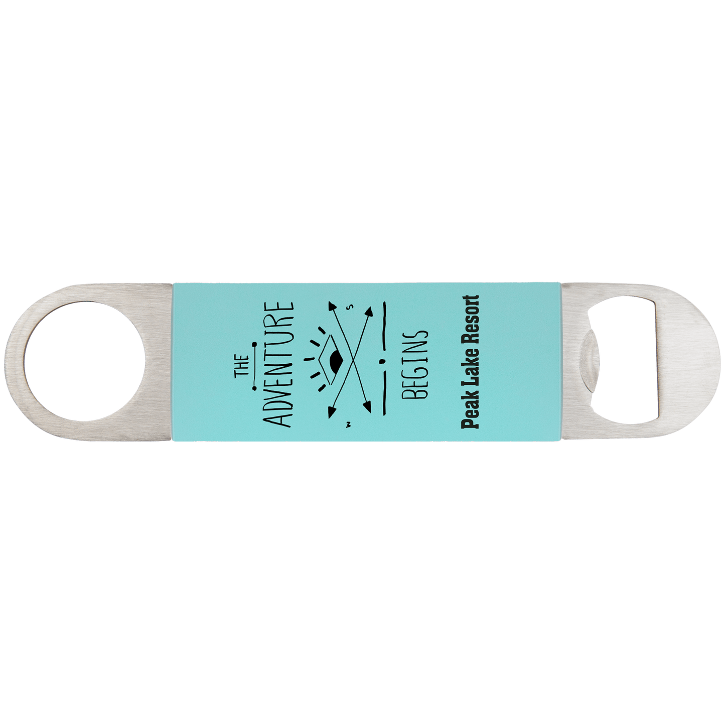 Teal Black 1 1/2" x 7" Bottle Opener with Silicone Grip