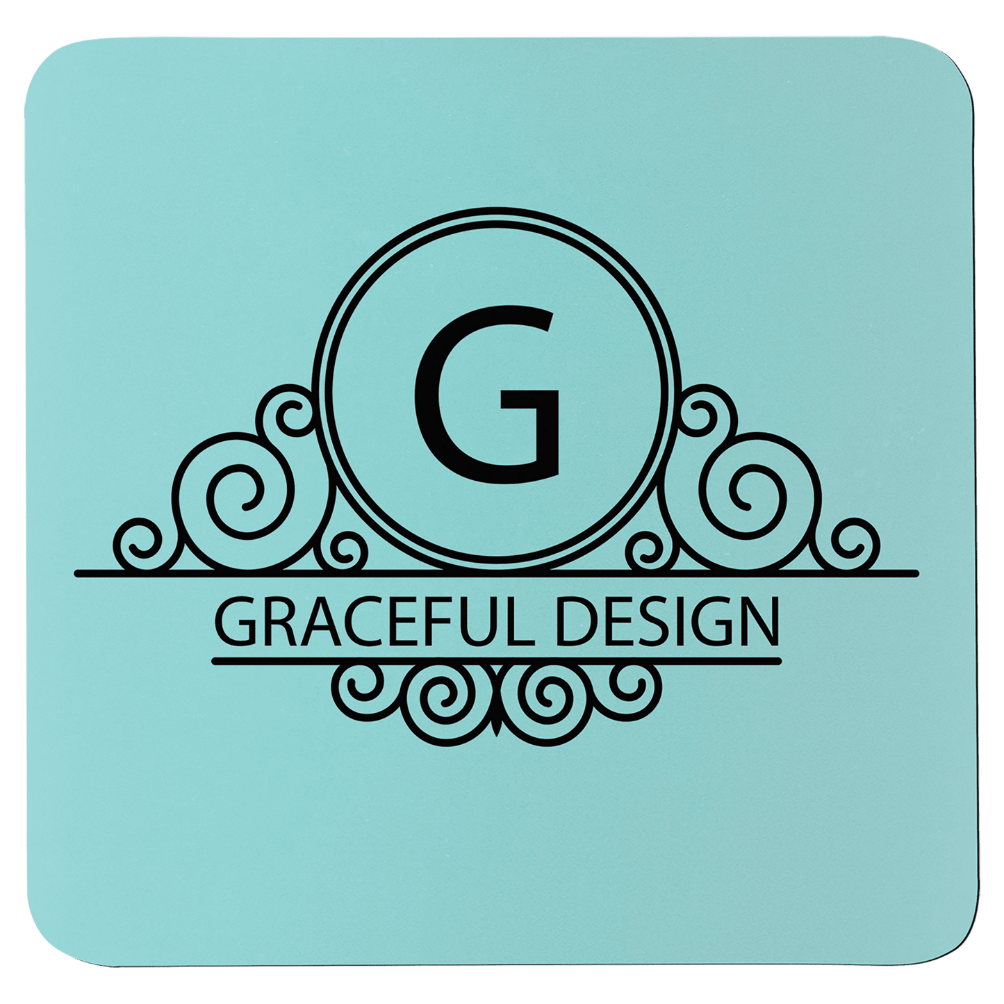 Teal Black 3 3/4" x 3 3/4" Square Silicone Coaster