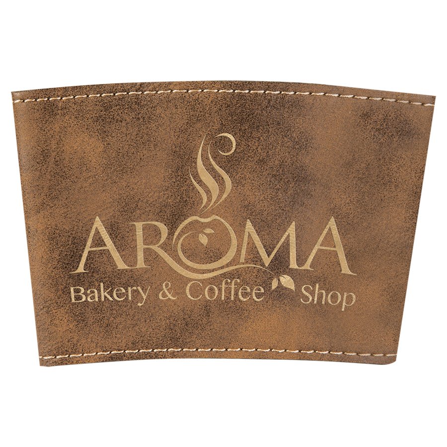 Rustic/Gold 3" Laserable Leatherette Mug Sleeve