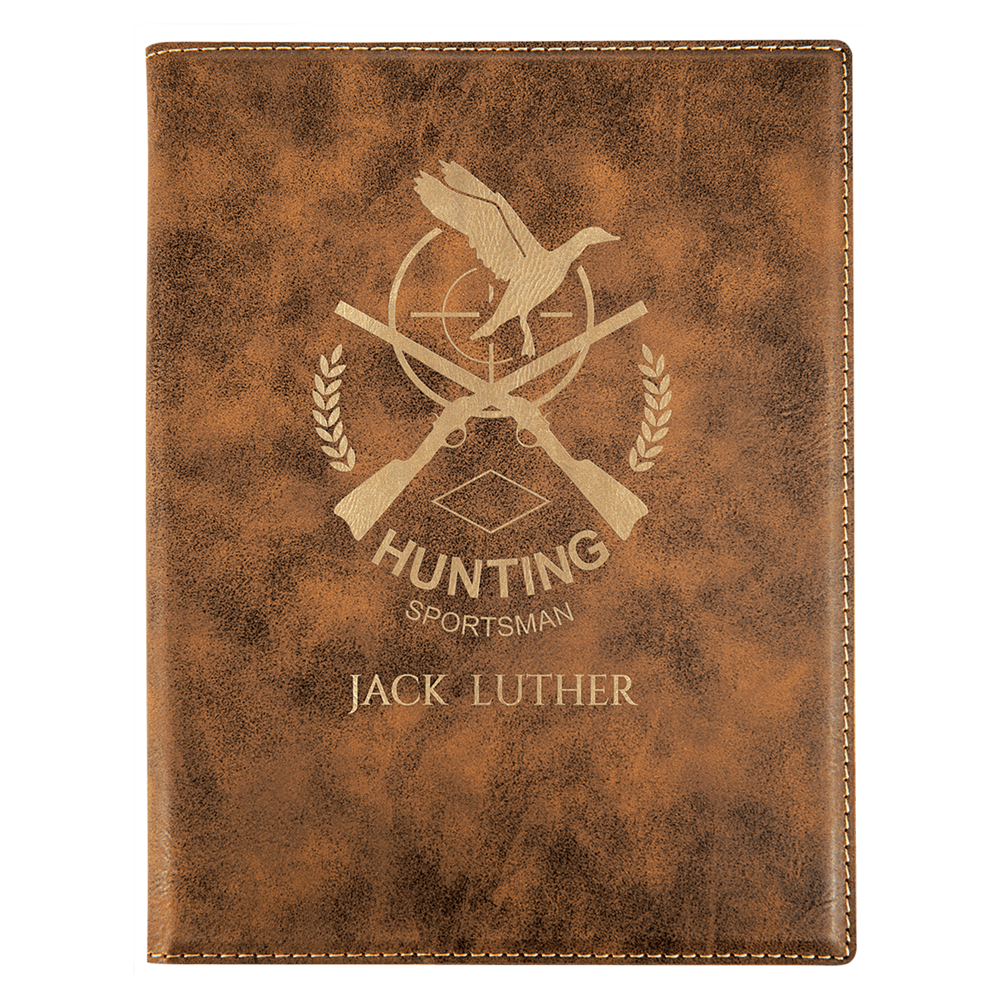 7" x 9" Rustic/Gold Laserable Leatherette Small Portfolio with Notepad