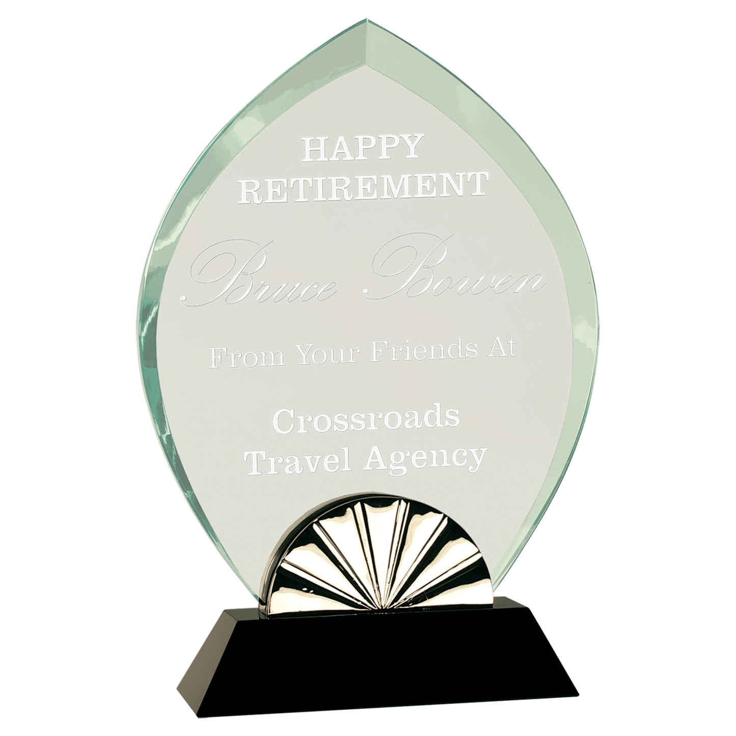 9 3/4" Oval Horizon Glass with Black Base