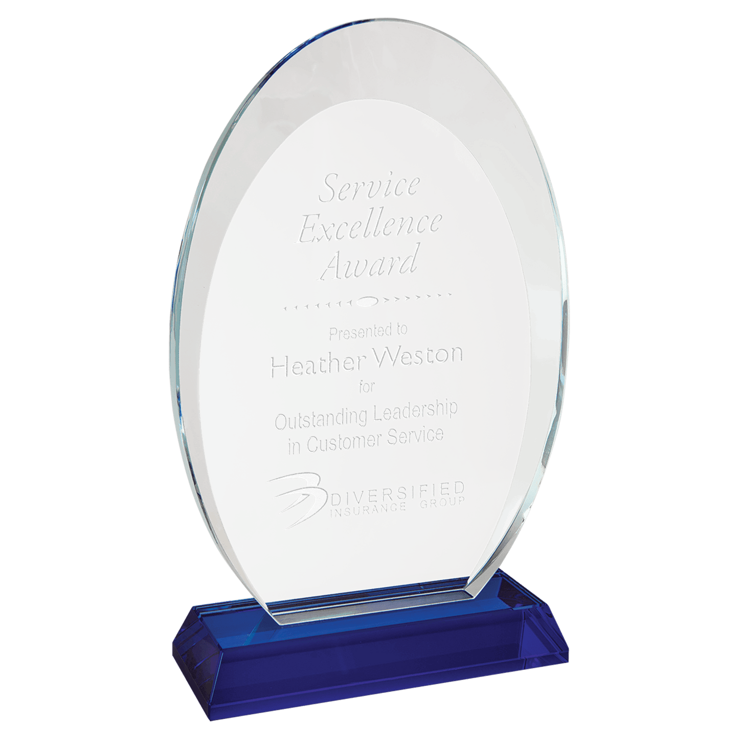 Blue 8" Oval Halo Glass with Base