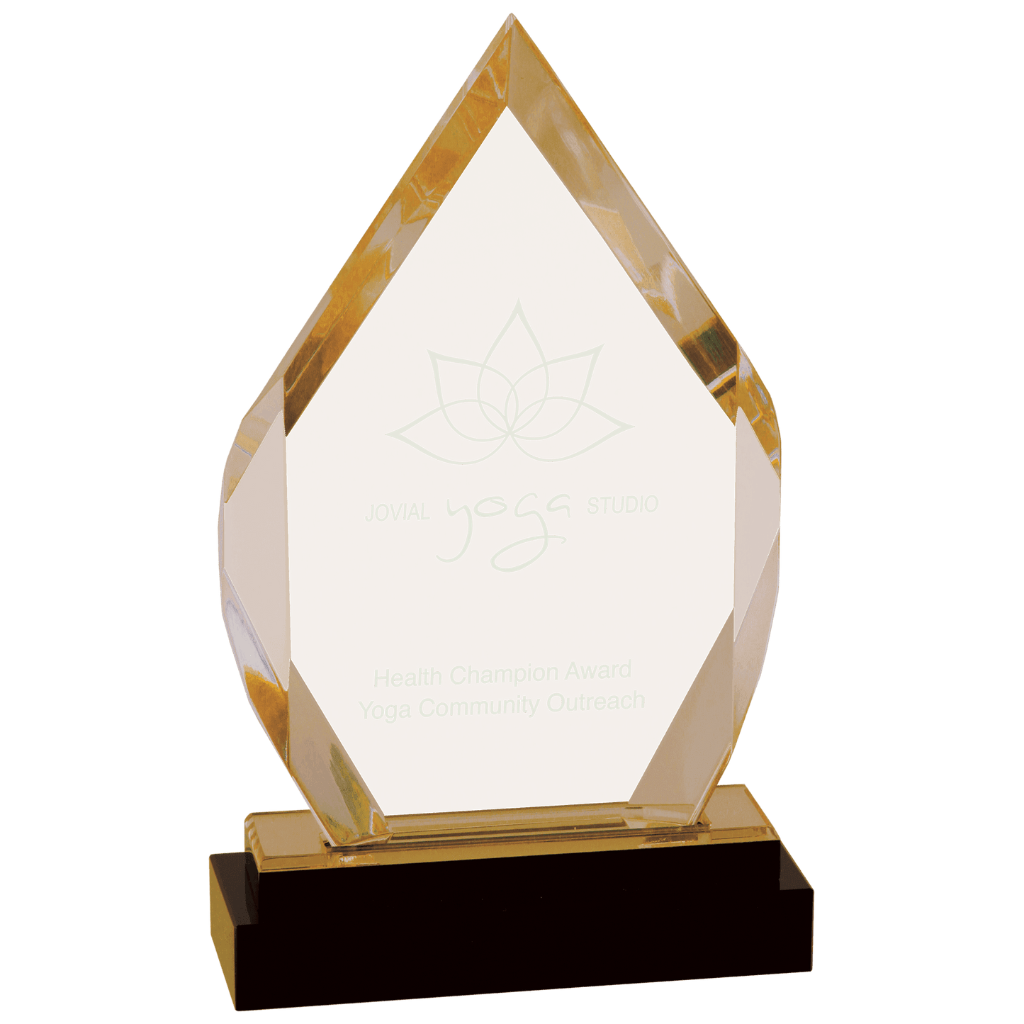 Gold 8" Fusion Diamond Impress Acrylic with Black Glass Base