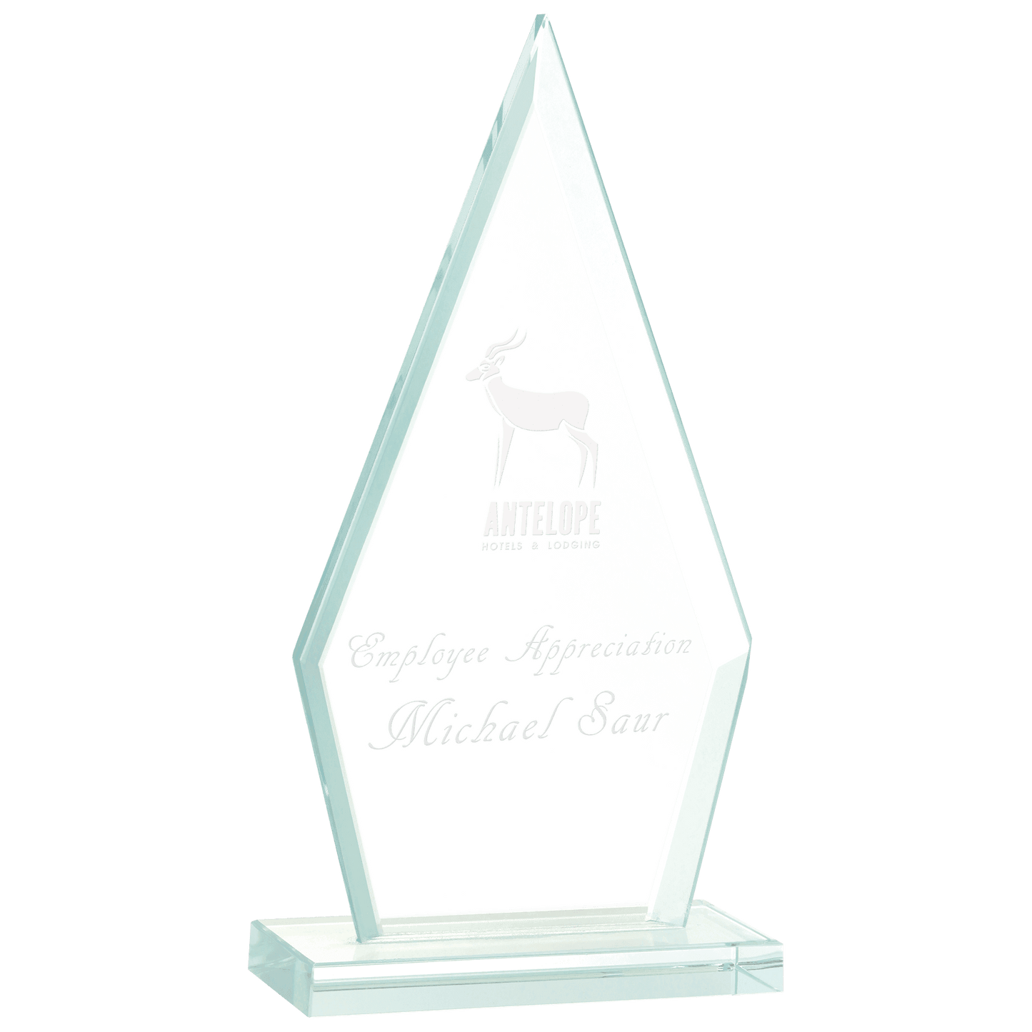 7 1/2" Triangle Jade Glass Award