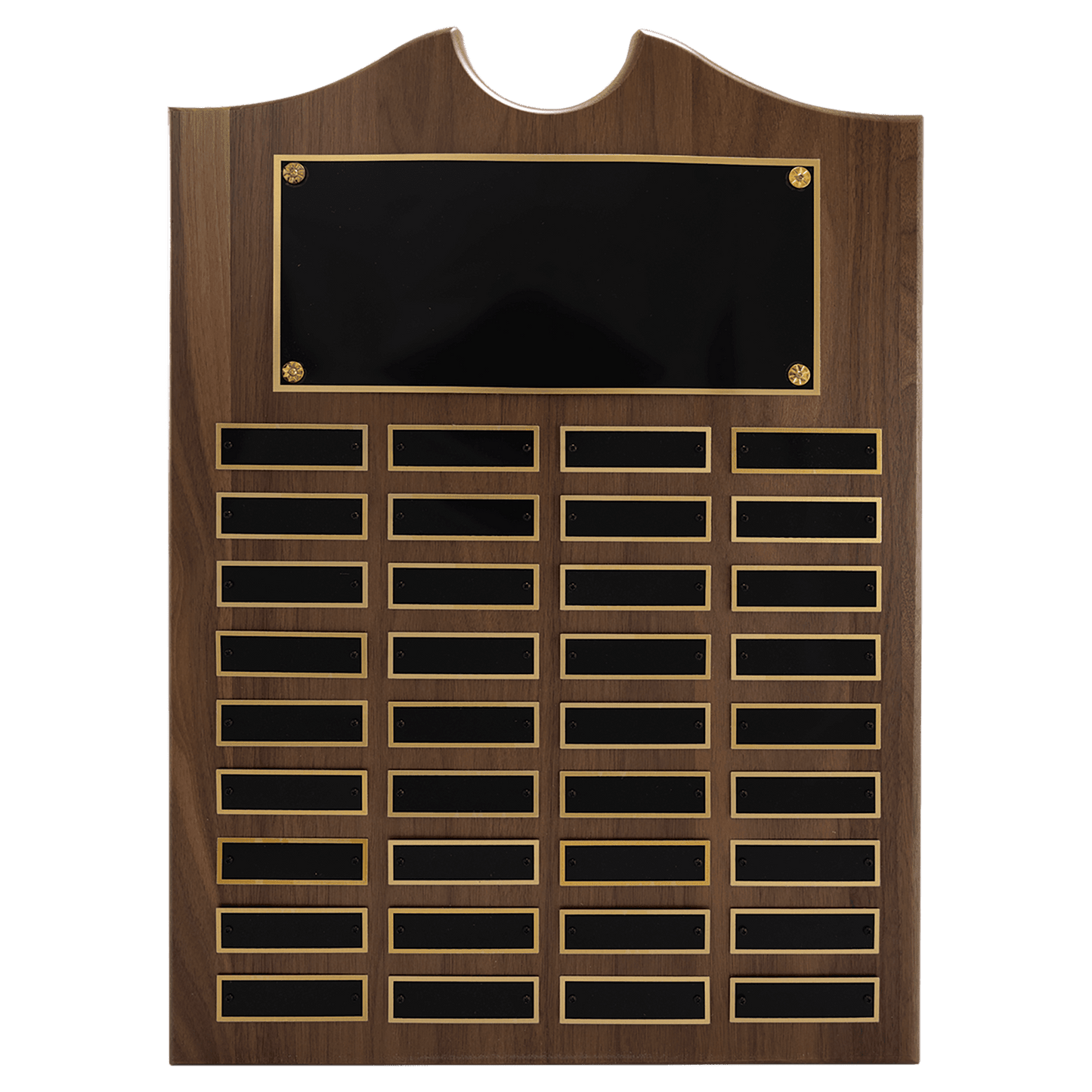 14" x 20" American Walnut Roster Plaque w/ 36 Plates