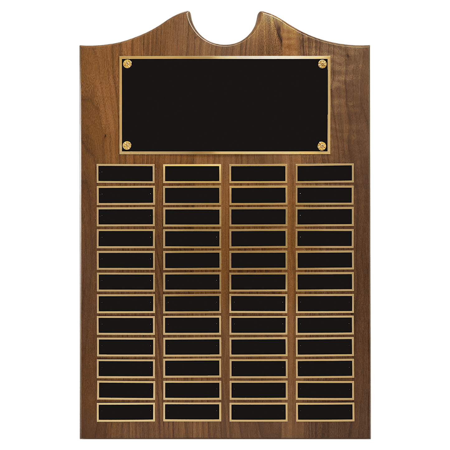 14" x 20" American Walnut Roster Plaque w/ 48 Plates