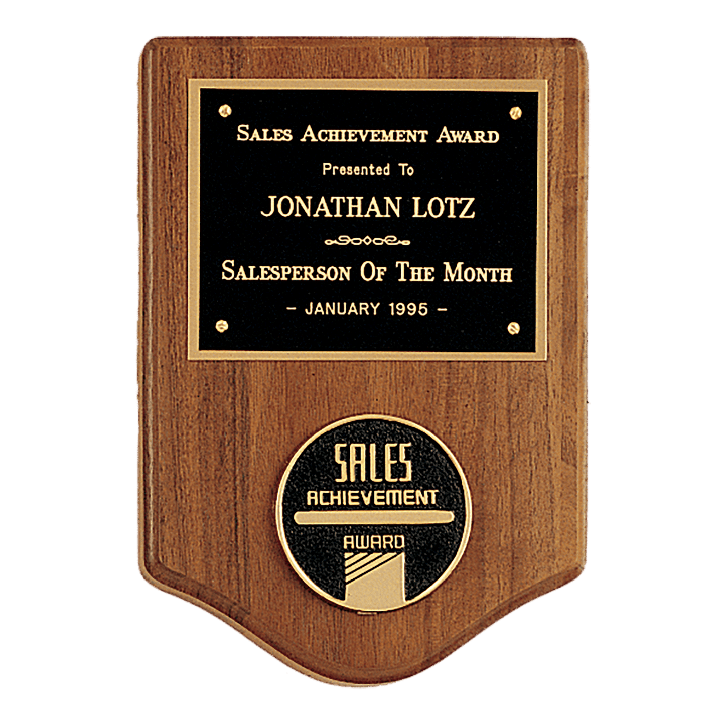 5 3/8" x 8 1/8" American Walnut CAM Plaque with Black Brass Plate (Medallion Sold Separately)