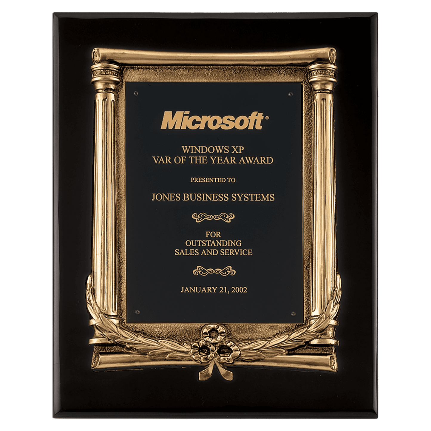 Black Piano Finish Plaque, Antique Bronze Frame Casting, Black Brass 10 1/2" x 13" Plate