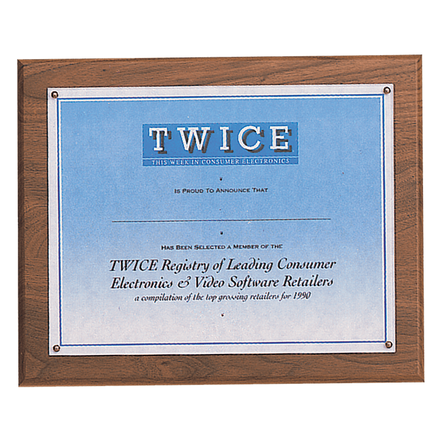 10 1/2" x 13- Holds 8 1/2" x 11" Solid Walnut Certificate Plaque with Plexiglass Cover