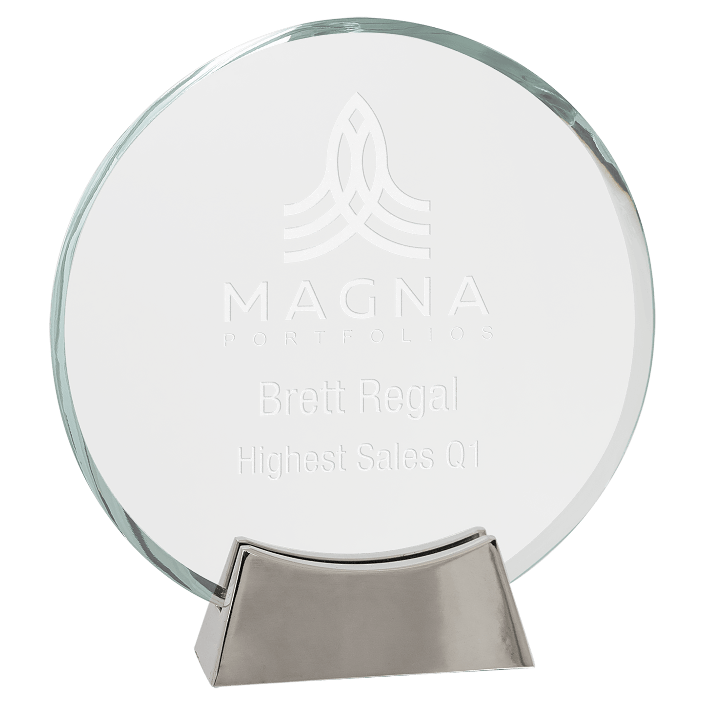 7 1/4" Round Platinum Glass with Full Metal Base