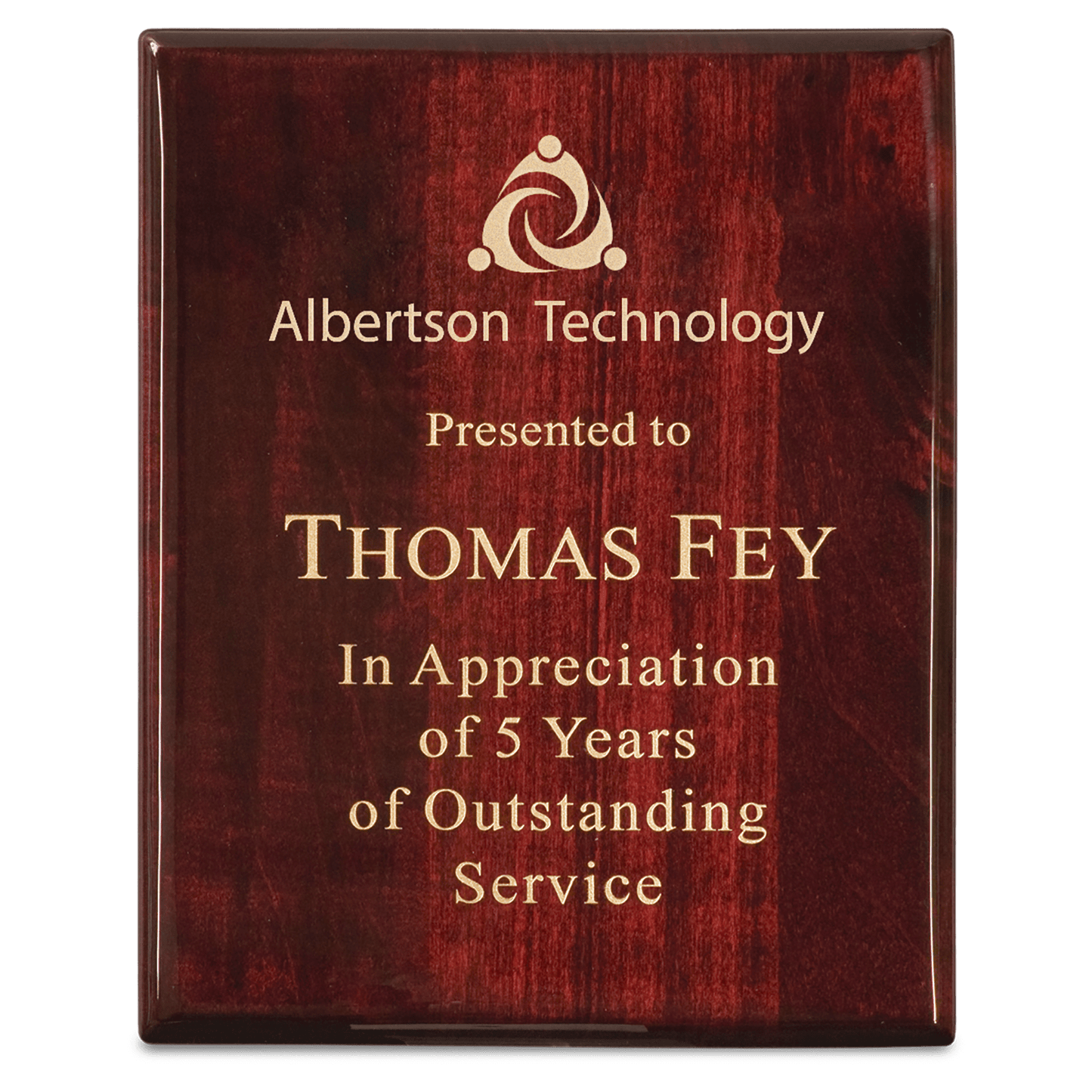 7" x 9" Premium Rosewood Piano Finish Plaque