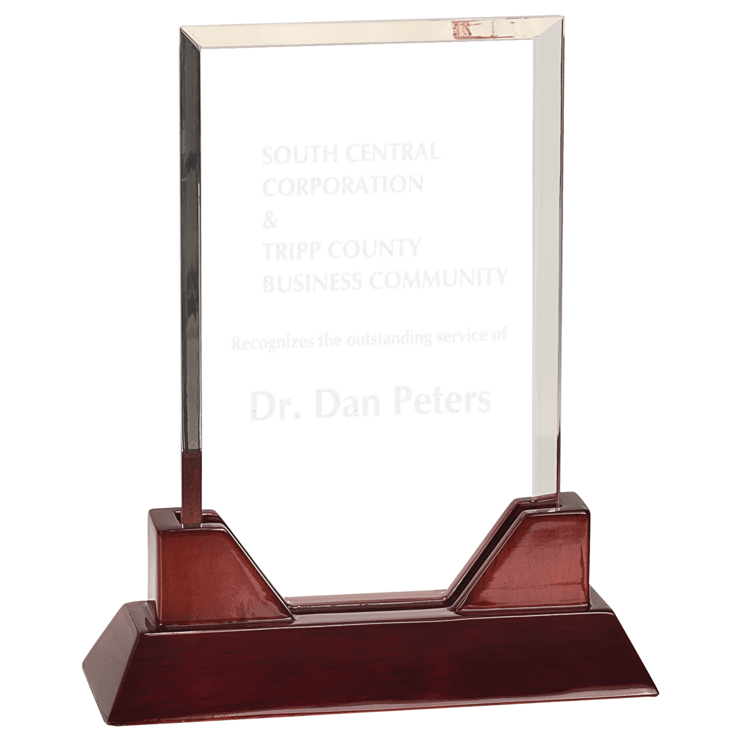 8 3/4" Rectangle Prestige Acrylic with Rosewood Piano Finish Base