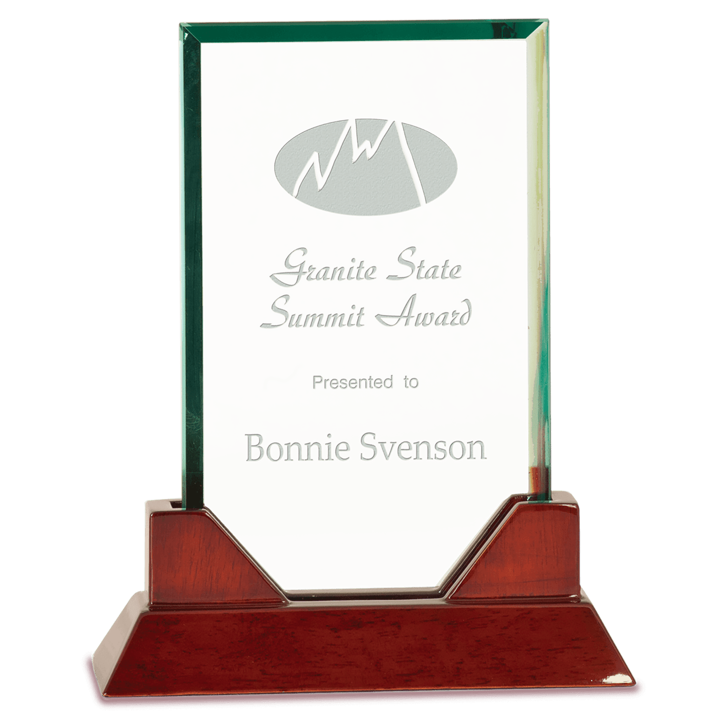 8 3/4" Rectangle Prestige Glass with Rosewood Piano Finish Base