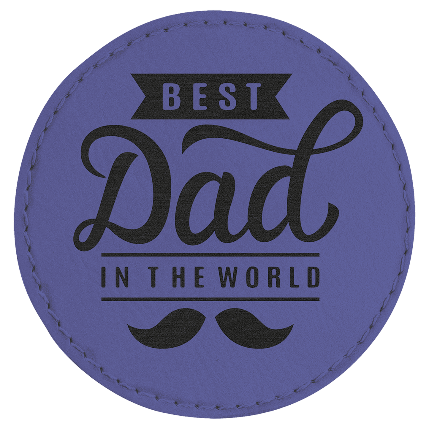 Purple 3" Round Laserable Leatherette Patch with Adhesive