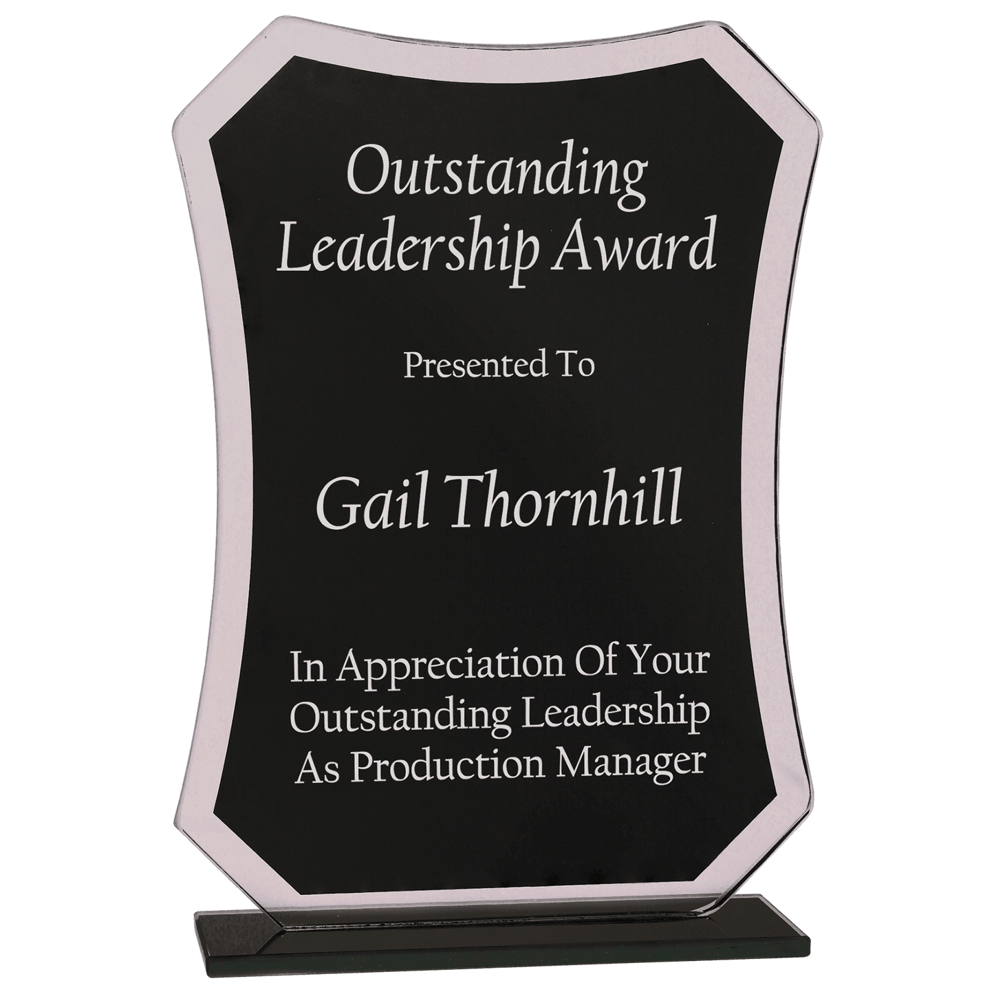 6 1/2" Black Rectangle Reflection Glass Award