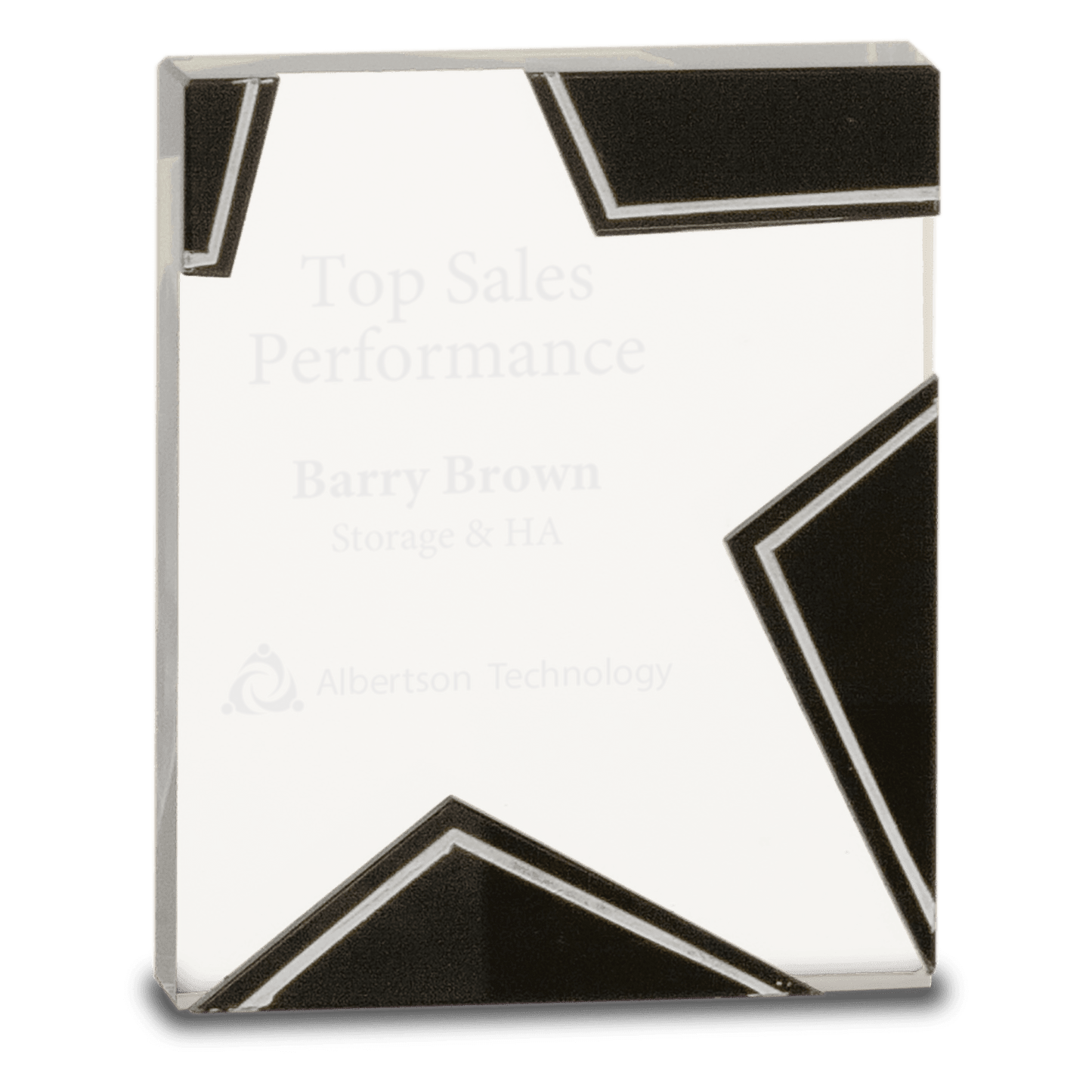 6 1/4" Silver and Black Star Glass