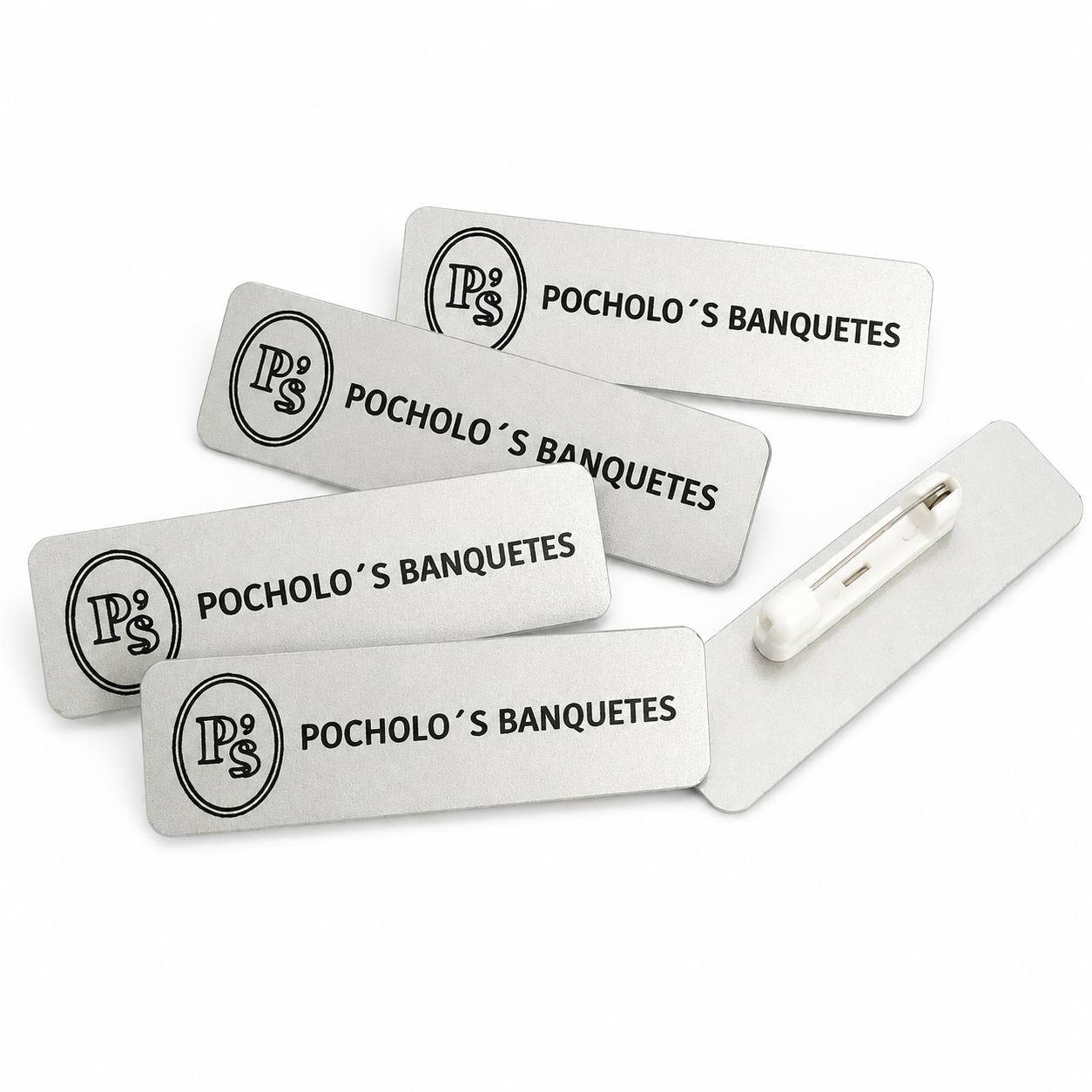 GAF110A. Gafete identificador de aluminio con broche alfiler