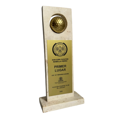 TGO920. Trofeo de Golf de Piedra con Pelota