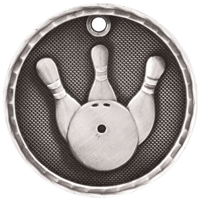 Antique Silver 2" 3D Bowling Medal