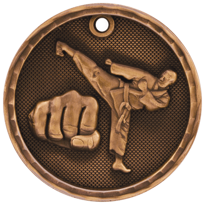 Antique Bronze 2" 3D Martial Arts Medal