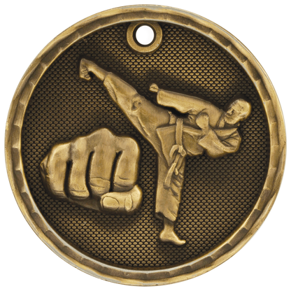 Antique Gold 2" 3D Martial Arts Medal