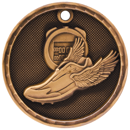 Antique Bronze 2" 3D Track Medal