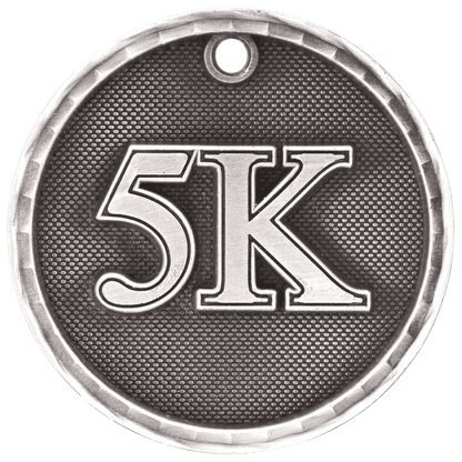 Antique Silver 2" 3D 5K Medal
