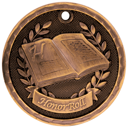 Antique Bronze 2" 3D Honor Roll Medal