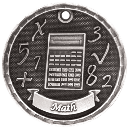Antique Silver 2" 3D Math Medal