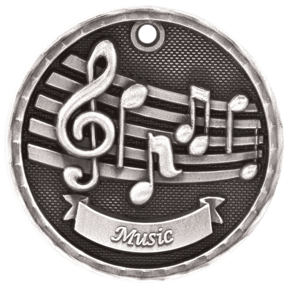 Antique Silver 2" 3D Music Medal
