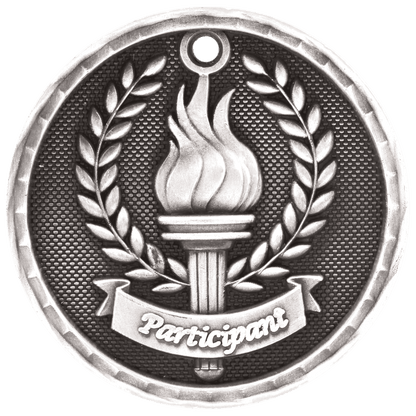 Antique Silver 2" 3D Participant Medal