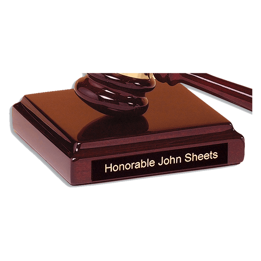 4 1/2" x 4 1/2" Rosewood Piano Finish Sounding Block with Black Plate for Personalization (Gavel Sold Separately)