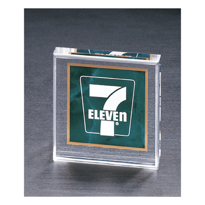 Emerald 3 3/4" x 3 3/4" Marble Design Acrylic Paperweight